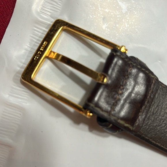 Lejon men’s 42 BROWN GLAZED ANILINE steerhide BELT fits 39-43” vtg BRASS BUCKLE - Picture 4 of 12